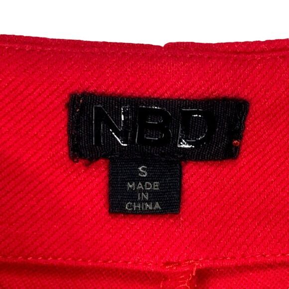 NBD Flare Pants Womens S Red Rose Shirley Temple High Rise Asymmetrical flared - Picture 14 of 15